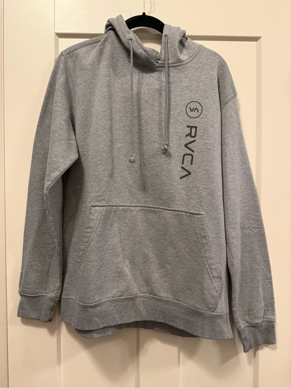 RVCA Gray Pullover Hoodie with Vertical Logo